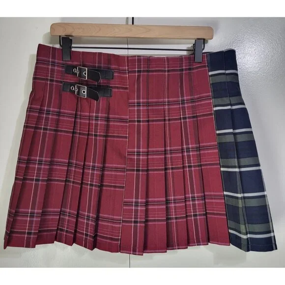 NOBO Multi Color Plaid Pleated Mini Skirt Juniors XL Skater Preppy Clueless y2k - Picture 6 of 7